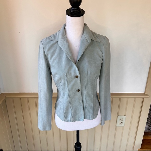 Positive Attitude Jackets & Blazers - Positive Attitude Vegan Suede Button Blazer Jacket Fitted Vintage Women’s Sz 6